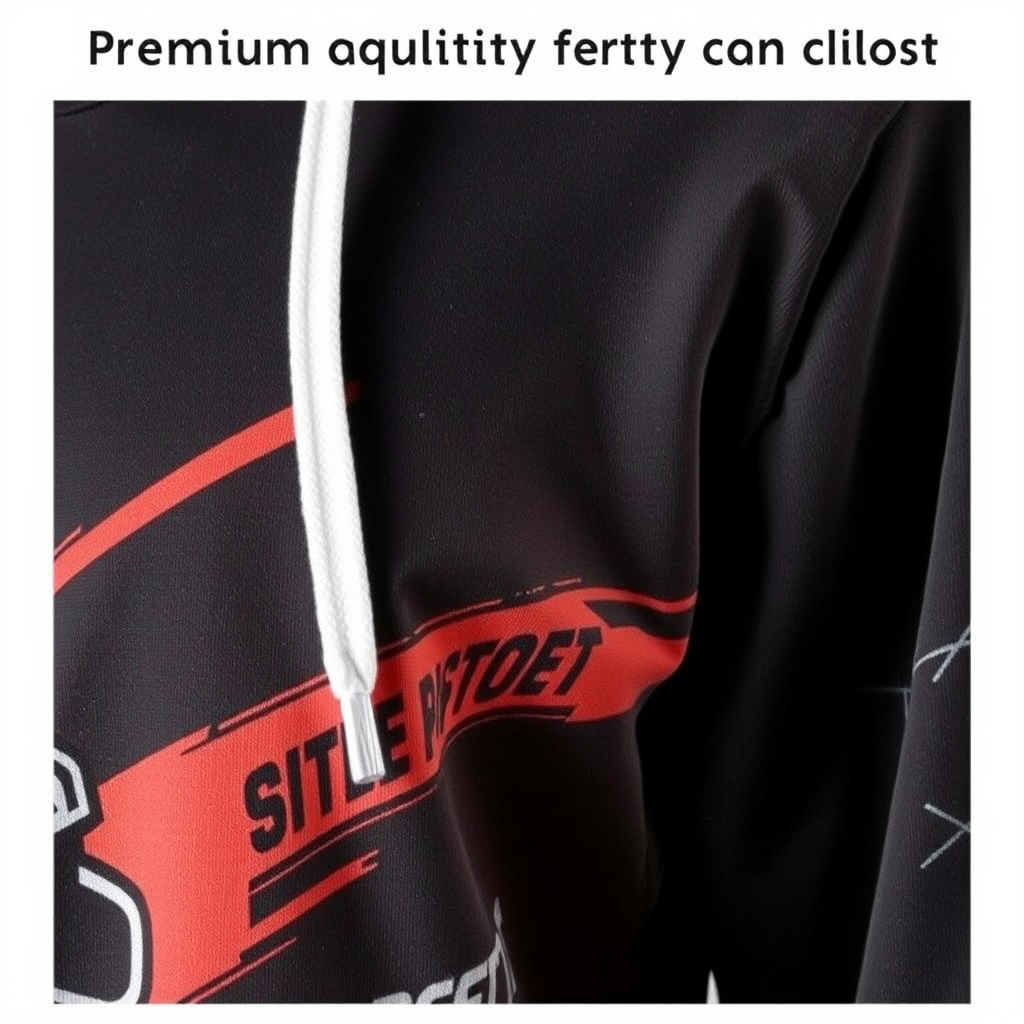 Close-up view of premium quality gaming hoodie fabric showing soft texture and durable construction with custom gaming design print
